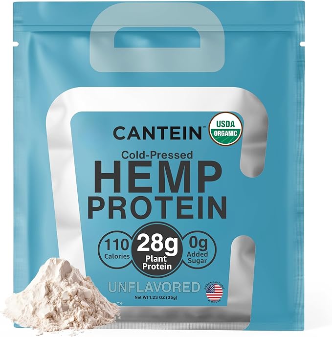 Organic Hemp Protein Powder, Plant Based and Vegan Protein Shake, Lactose and Dairy Free, Gluten Free, Clean and Natural- Unflavored (1 Serving)
