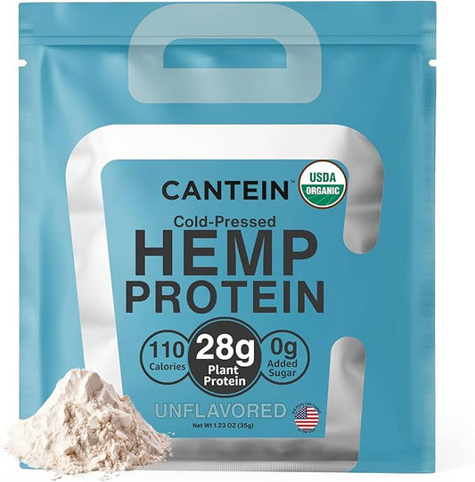 Organic Hemp Protein Powder, Plant Based and Vegan Protein Shake, Lactose and Dairy Free, Gluten Free, Clean and Natural- Unflavored (1 Serving)