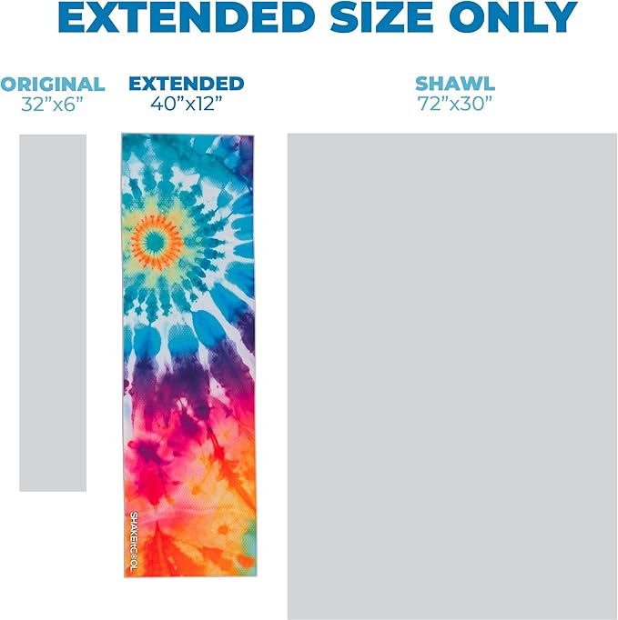SHAKEitCOOL Extended Size Cooling Towel โ Be Cool in Style - Heat Relief, Soft, Lightweight, Sun Protection, Easy Clean - Perfect for Biking, Hiking, Running, Yoga, Golf, Gardening - Tie Dye Ring M
