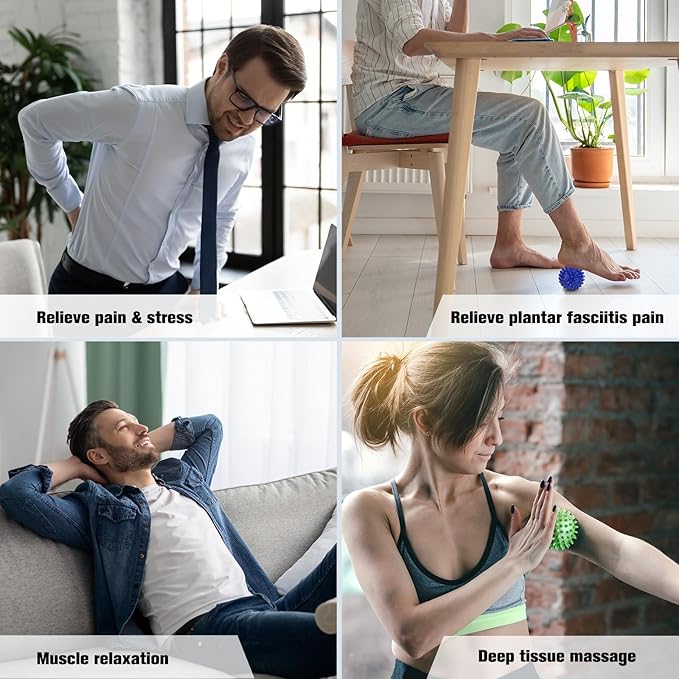 Foot Ball Roller Massager for Plantar Fasciitis,Foot Massager Roller Set,Massage Balls and Foot Roller for Plantar Fasciitis Relief | Trigger Point Therapy(1 Foot Massage Roller+2 Spiky Massage Balls)