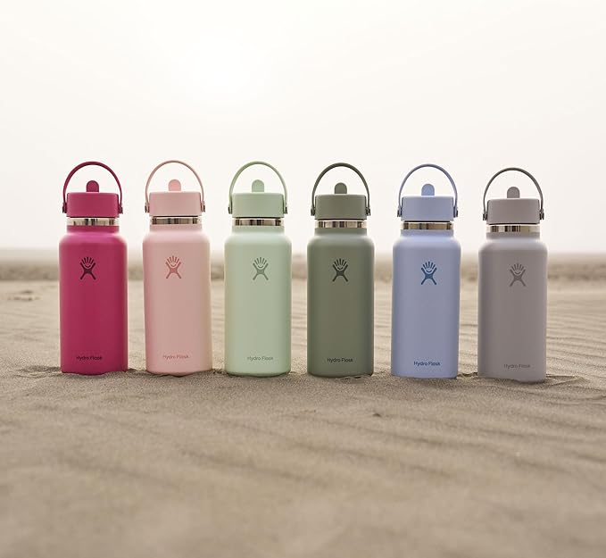 Hydro Flask Water Bottle - Insulated Stainless Steel - Wide Mouth Flex Straw Lid, Non Spill, Leakproof and Refillable in 40 Oz Tonal Trillium