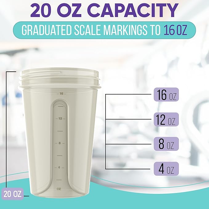 VELOMIX -2 Pack- 20 oz Protein Shaker Bottles for Protein Mixes - 2x Wire Whisk | Leak Proof Shaker Cups for Protein Shakes and Pre Workout | Protein Shaker Bottle Pack (Gray/White)