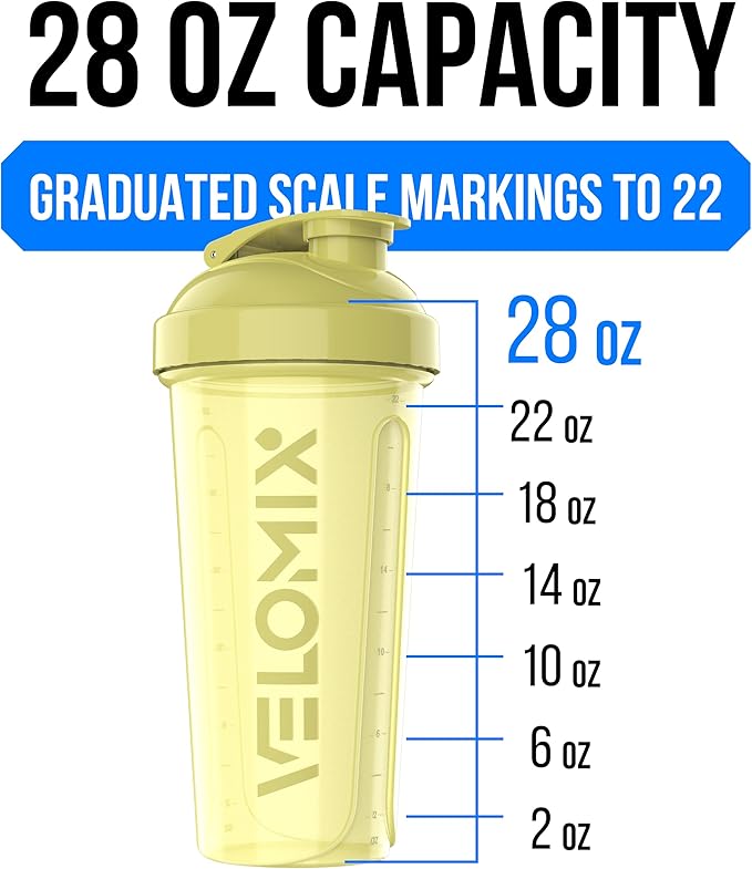 VELOMIX -6 PACK- 28 oz Protein Shaker Bottle for Protein Mixes - 6x Wire Whisk | Leak Proof Shaker Cups for Protein Shakes | Protein Shaker Bottle Pack | Protein Shake Cup (Pastel Power Series)