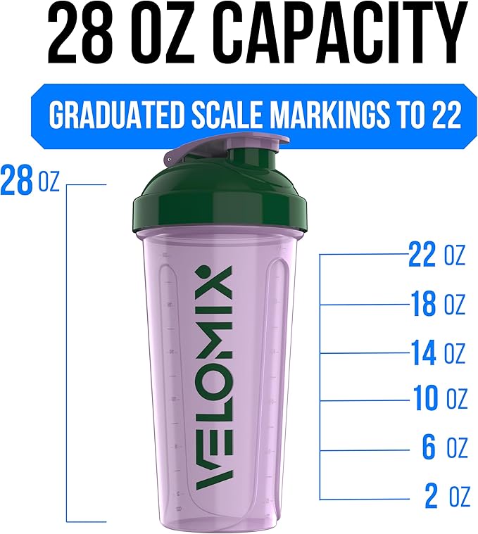 VELOMIX -2 Pack- 28 oz Protein Shaker Bottles for Protein Mixes - 2x Wire Whisk | Leak Proof Shaker Cups for Protein Shakes | Protein Shaker Bottle Pack (Flower Set)