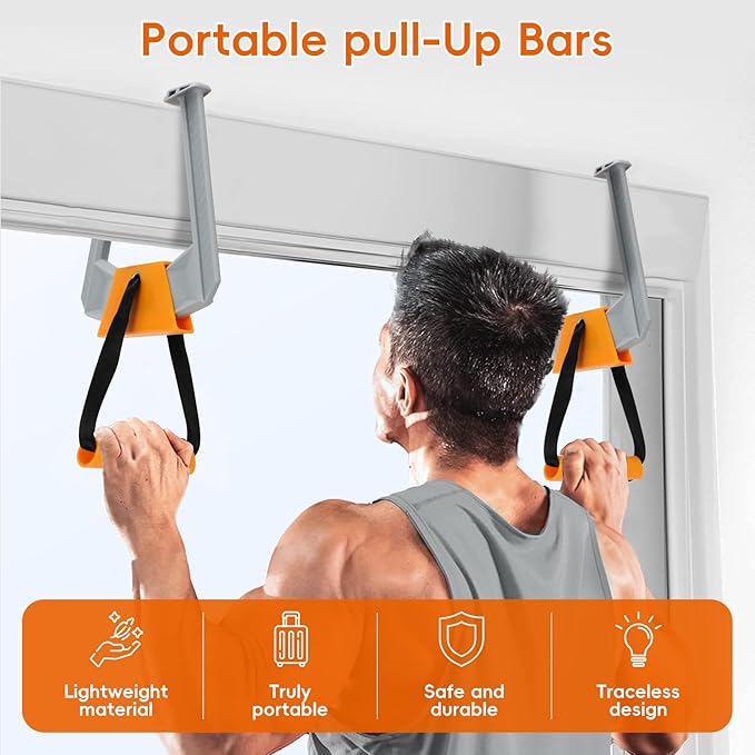 Portable Pull Up Bar for Doorway,Travel Pull Up Bar,Adjustable Home Gym Equipment,Dual Handle Design for Pull-Ups,Maximum Load Capacity of 330lb, No Screws Installation
