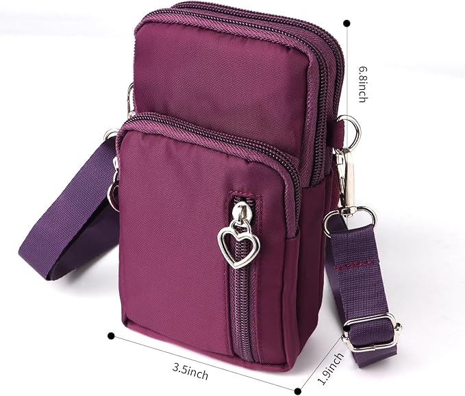 Women Cell Phone Purse Wristband Sport Armband Wallet Travel Crossbody Cell Phone Purse for Galaxy S10 Plus S9 Plus A50 A7 J7,OnePlus 6T,HTC U12 (Purple)