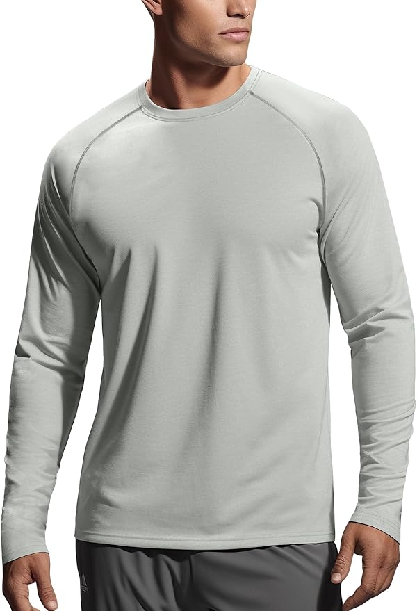 Zengjo Mens Long Sleeve Workout Shirts Moisture Wicking Running Athletic Sport Performance T-Shirt Lightweight SPF Sun Shirt