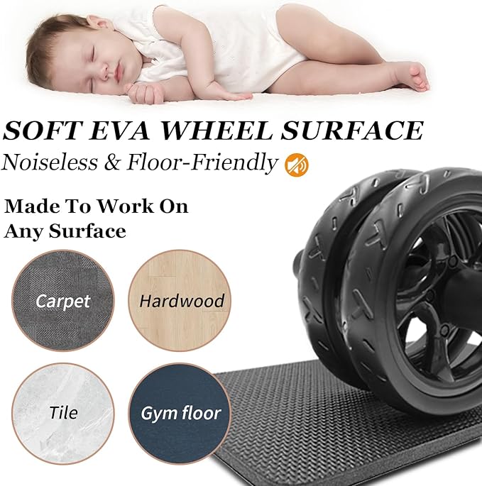 Convertible Ab Wheel Roller,Abs & Core Workout, Exercise Wheel with Knee Pad, Double Wheel Set with Dual Fitness Strength Training Modes at Gym or Home