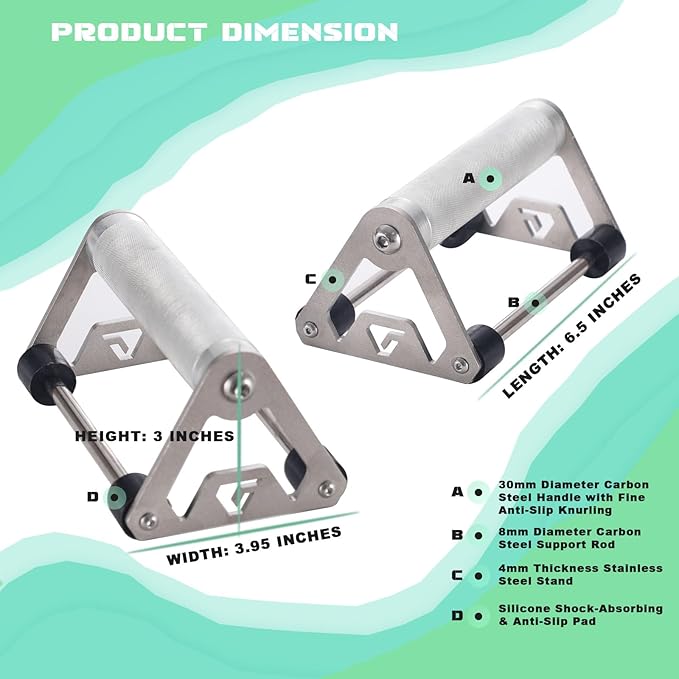 Push Up Stand, Pushup Handles with Aluminum Alloy Grips for Strength Training, Heavy-duty Push Up Bars with Anti-slip, Odor-free Silicone Pads,1 Pair