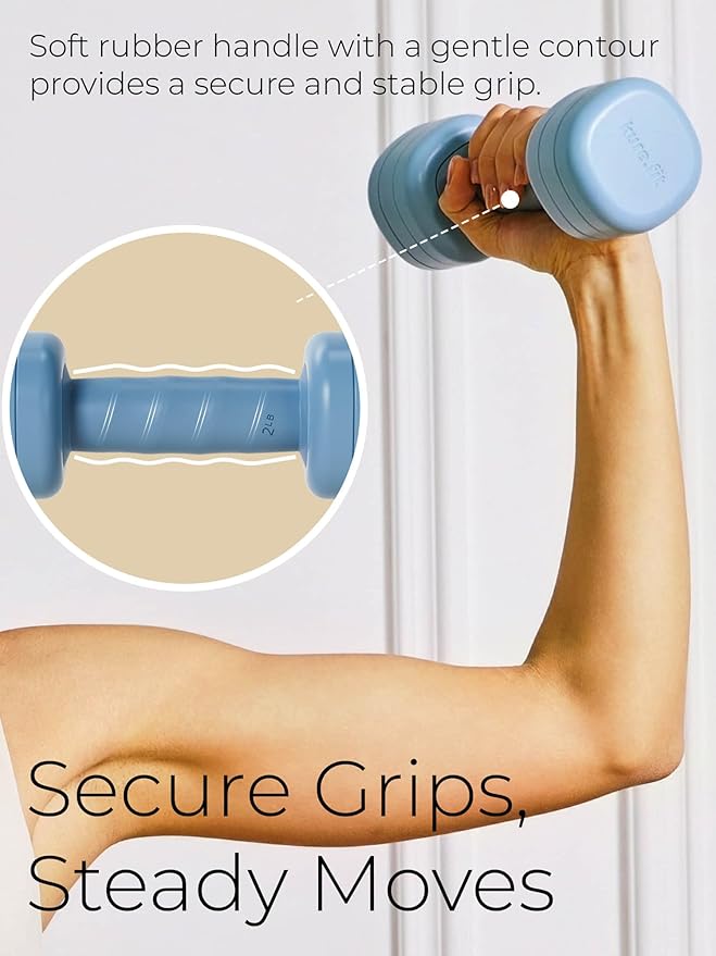 Adjustable Dumbbell Set|2LB 3LB 4LB 5LB Light Hand Weights for Women|One-Twist Weight Adjustment|Non-Slip Curved Grip Handle|Free Weights for Home Gym, Rehab, Pilates, Yoga, Strength Training