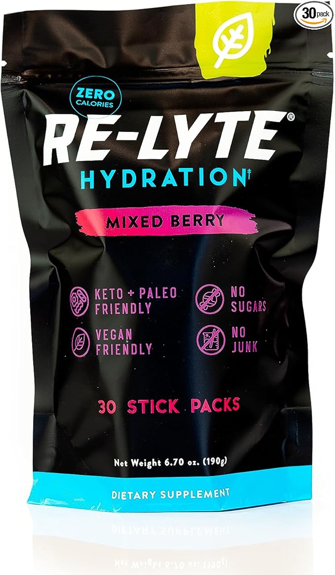 REDMOND Re-Lyte Hydration Electrolyte Powder Mix (Mixed Berry) 30 Stick Pack