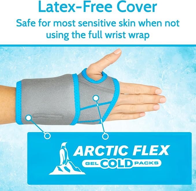 Arctic Flex Gel Replacement Packs - Reusable Hot & Cold Gel Ice Packs for Wrist, Injuries & Swelling - Flexible Therapy Compression Wrap - Athletic, Women, Men