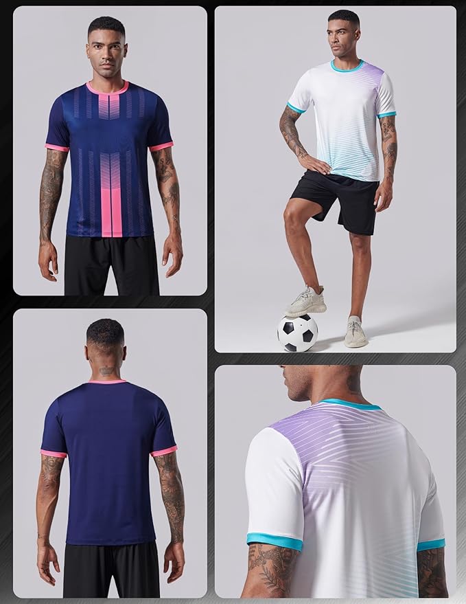 5 Pack Men’s Active Quick Dry Crew Neck T Shirts | Athletic Running Gym Workout Short Sleeve Tee Tops Bulk