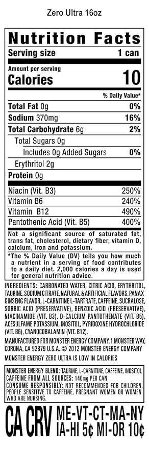 Monster Energy Zero Ultra, 16 fl oz.
