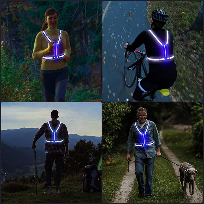 LED Reflective Vest Running Gear, Light Up Running Vest Rechargeable, Safety Night Running Gear for Walking Running Cycling