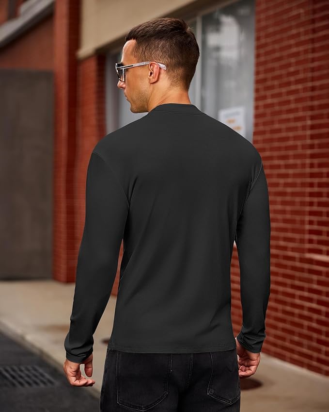 Mens Casual Mock Turtleneck Long Sleeve Basic Lightweight Slim Fit Pullover Tops Ribbed Thermal Undershirts
