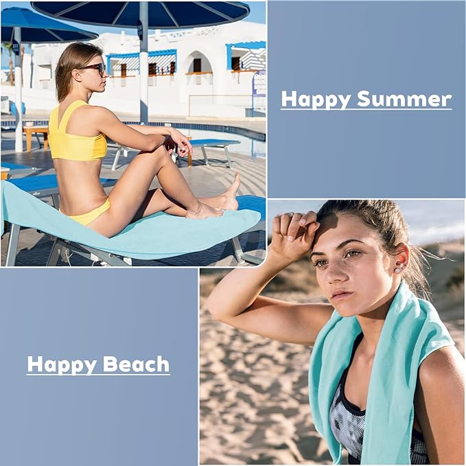 Tian qing Microfiber Towel Set, 2 Pieces, Fast Drying, Soft Touch, Lightweight, Multiple Sizes for Beach, Camping, Gym,Hiking,Yoga,Swimming,Travel (Wathet, Medium)