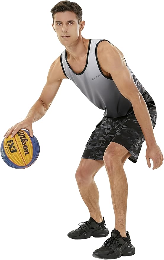 EZRUN Men's Quick Dry Sport Tank Top for Bodybuilding Gym Athletic Jogging Running,Fitness Training Workout Sleeveless Shirts