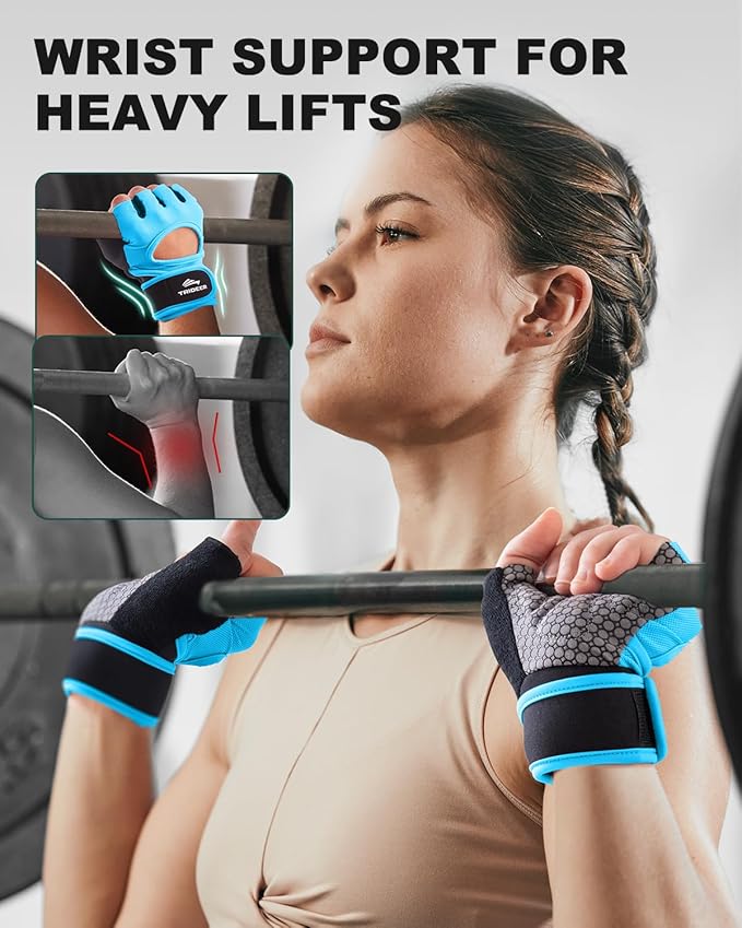 Trideer Weight Lifting Gloves for Women Men with Wrist Support, Workout Gloves Women Full Palm Protection for Gym Training, Fitness, Weightlifting & Pull Ups