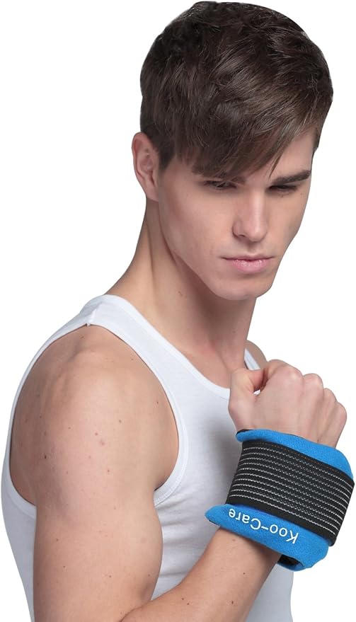 Koo-Care Flexible Gel Ice Pack & Wrap with Elastic Strap for Hot Cold Therapy - Great for Migraine Relief, Sprains, Muscle Pain, Bruises, Injuries (Head, Neck, Arm, Elbow, Knee, Ankle)
