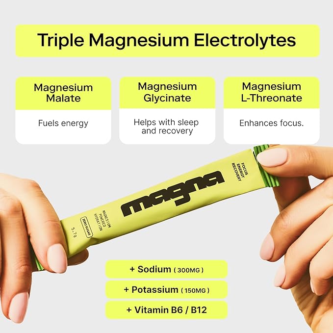 MAGNA Electrolytes Powder Drink Mix for Hydration, Energy & Focus Support with Magnesium L Threonate, Sodium, Potassium, Vitamin D, B6 & B12, Sugar Free, Island Punch Flavor, 28 Servings