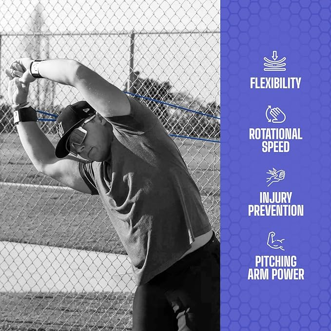 BB Bands Baseball Softball Resistance Training Bands - Arm Strength, Pitching Conditioning Equipment, 3 Strengths (Youth, Adult, Heavy), 7 Colors, Includes Anchor Strap, Door Mount, Bag, Workout Guide