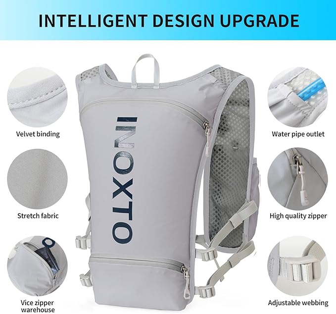INOXTO Running Hydration Vest ,Lightweight Insulated Pack with 250ml Soft Flask Daypack for Hiking Trail Running Cycling Race Marathon for Women Men