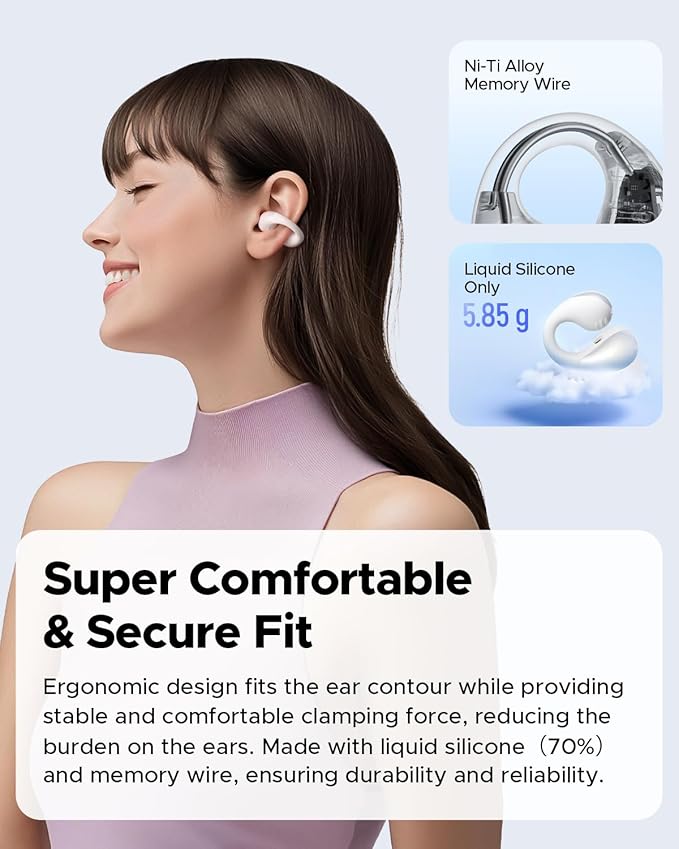 SoundPEATS PearlClip Pro Ear Ultra Open Ear Earbuds Wireless Headphones Bluetooth 5.4 Earphones Clip On Ear Buds with Mic, IPX5 Waterproof, 24 Hrs Play for Running Cycling Fitness