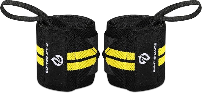 EVMT Premium Weightlifting Wrist Wraps 18in. Durable Straps for Weightlifting, Enhanced Wrist Support. Ideal Lifting Straps for Strength Training.