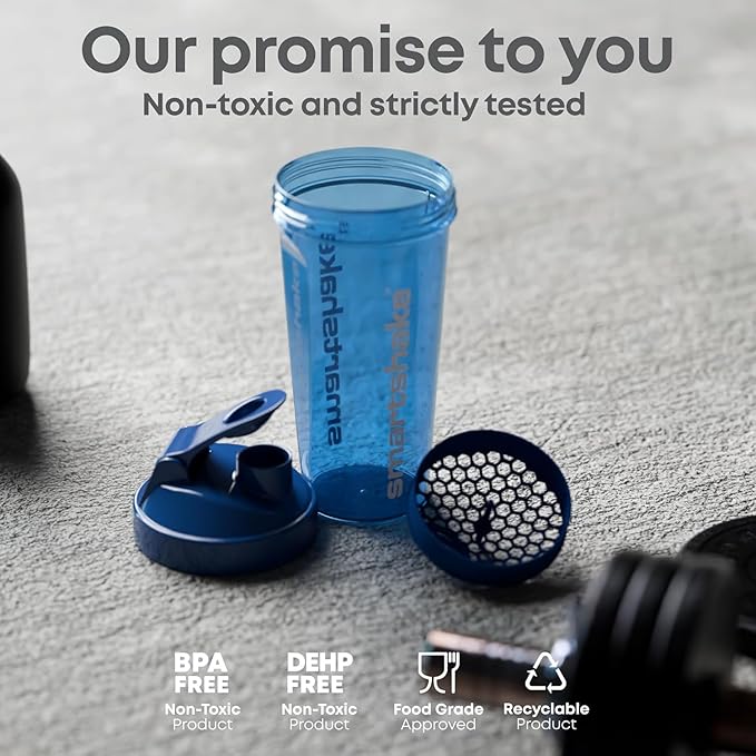 Smartshake Protein Shaker Bottle, (GLOSSY, Navy Blue)