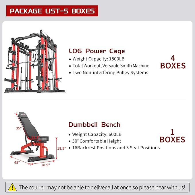 Smith Machine with Cable Crossover System, Multi-Function Power Cage Squat Rack for Home Gym, Power Rack and Packages Weight Sets.