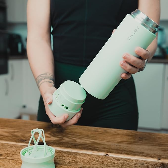 FORME - OG Classic Shaker, 500ml + 35g Stainless Steel Protein Shaker, Double Walled Vacuum Insulated, Cold and Hot Drinks, Silent & Leak Proof, Fits Most Cup Holders (Sea Mist)