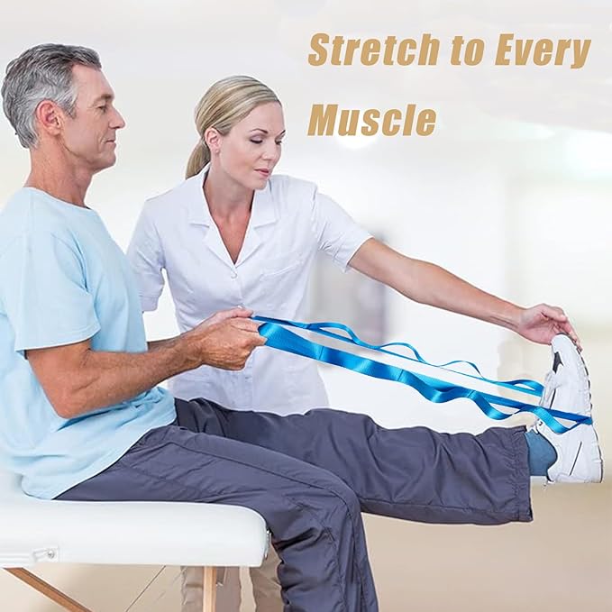 Oak-Sports Stretching Strap Yoga Strap for Physical Therapy with 10 Loops, Yoga Straps for Stretching, Upgraded Non-Elastic Stretch Band for Pilates, Dance and Gymnastics with Workout Guide