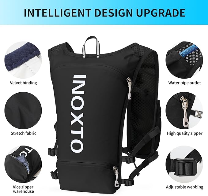 INOXTO Running Hydration Vest ,Lightweight Insulated Pack with 250ml Soft Flask Daypack for Hiking Trail Running Cycling Race Marathon for Women Men