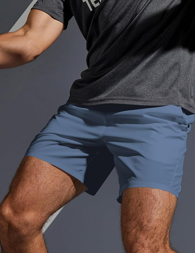 Aolesy Men's 5''/7'' Running Shorts Quick Dry Workout Gym Shorts with Pockets, Tennis Training Athletic(Linerless & Liner)