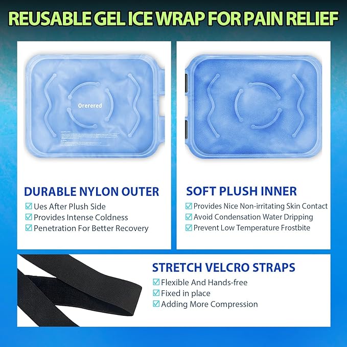 Ice Pack for Knees Reusable Cold Pack for Injuries, Knee Gel Ice Pack Wrap Pain Relief Replacement Surgery, Swelling, Meniscus Tear, ACL, Sports Injuries Blue