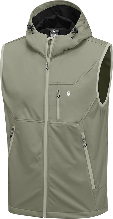 Little Donkey Andy Men's Lightweight Softshell Vest Windproof Sleeveless Jacket for Travel Hiking Running Golf