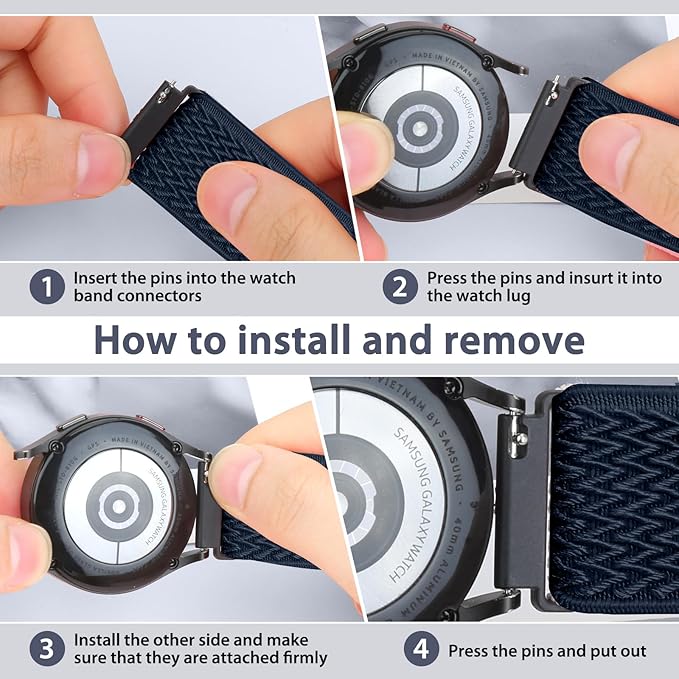 Quick Release Watch Band - Choice of Width -18mm 19mm 20mm 22mm 24mm Watch Bands, Solo Loop Adjustable Elastic Nylon Watch Straps Replacement Wristband for Men Women