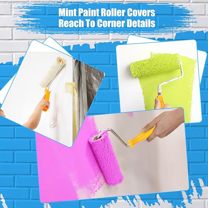 100 Pcs 4 Inch Foam Paint Roller with 2 Handles, Mini High Density Foam Roller Refills Paint Edger Tool for Walls Brings Smooth Finishes Flat Surfaces (White)