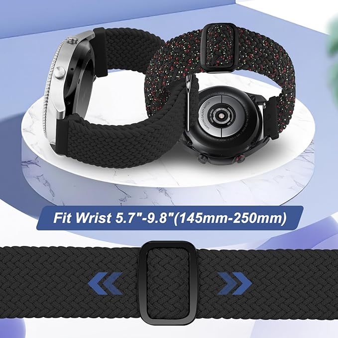 2 Pack Quick Release Braided Bands - 18mm 19mm 20mm 22mm 24mm Solo Loop Adjustable Soft Band for Women Men