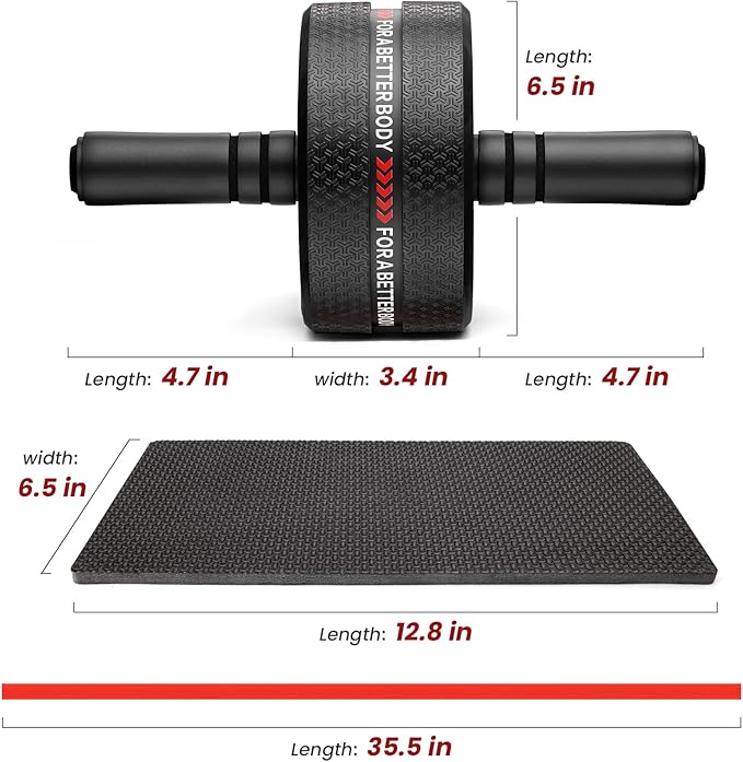 Upgraded Ab Roller Wheel. Abdominal Training Roller for Men/Women, Abdominal Wheels Widened to 3.4 ", Rubber Tread of The Abdominal Wheel Upgraded, Max Weight 490 lbs