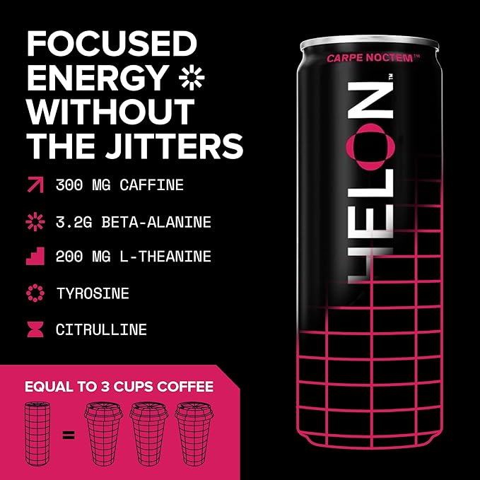 Echelon Pre-Workout Energy Drink | Berry Habanero | 12 Pack | Sustained Energy, Focus and Endurance Dietary Supplement | 300mg of Caffeine | Beta-Alanine, L-Theanine & Fiber | Vegan