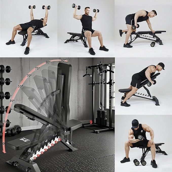 ANICOZN Weight Bench, 500 LBS Bench Press and Adjustable Positions Strength Training Bench for Garage and Home Gym Workouts,Bench Press