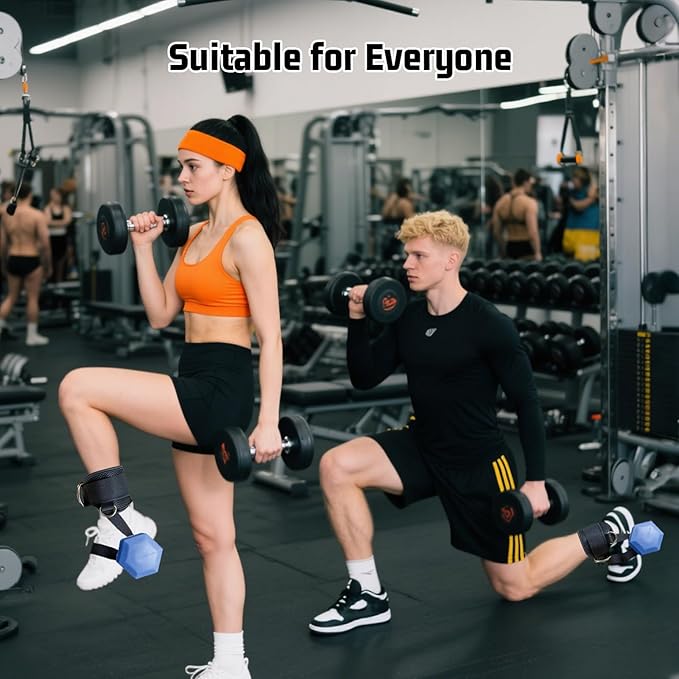 Ankle Straps for Dumbbell and Cable Machine, Dumbbell Foot Attachment with Longer Stronger Nylon Strap, Tibialis Trainer, Leg Extensions, Hamstring Curls for Women and Men