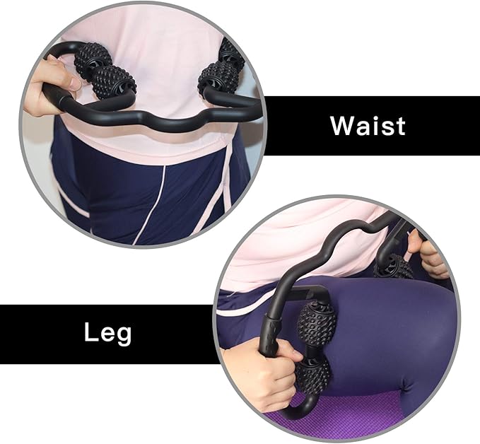 Cellulite Massage Tool Muscle Roller - Deep Fascia Massager & Dimpled Skin Remover for Legs, Thighs & Buttocks - Anti-Cellulite Roller, Smooth Skin, Pain Reliefs Black(Black - 4 Wheel)