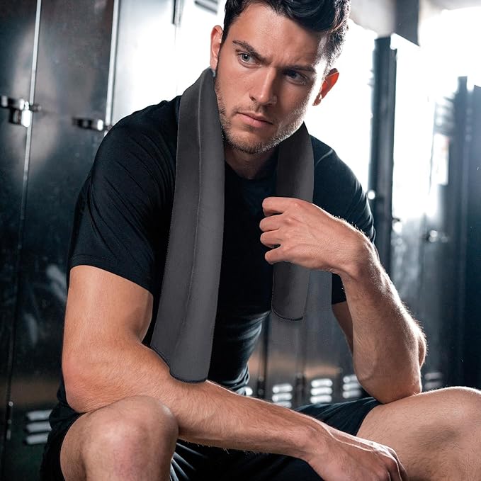 Microfiber Towel Set, 3 Pieces, Fast Drying, Soft Touch, Lightweight, Multiple Sizes for Beach, Camping, Travel,Backpacking, Gym,Sports,Yoga,Swim Use,Dark Gray