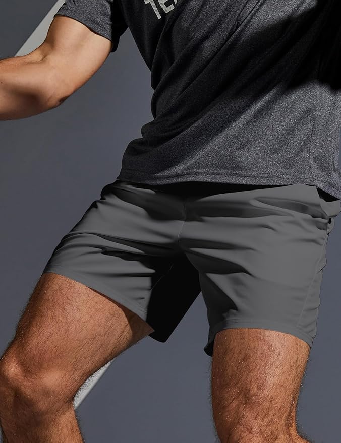 Aolesy Men's 5''/7'' Running Shorts Quick Dry Workout Gym Shorts with Pockets, Tennis Training Athletic(Linerless & Liner)
