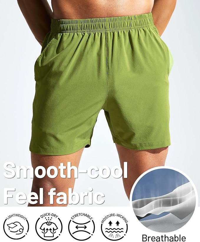 MIER Men's Workout Running Shorts Quick Dry Active 5 Inches Shorts with Pockets, Lightweight, Breathable