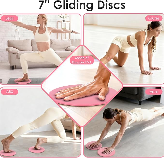 MIELIA 16 PCS Pink Pilates Ring and Ball Set for Women Home Gym, 15-Inch Magic Circle Yoga Ring, Adjustable Ankle Wrist Weights, Sliding Disc, Complete Fitness Equipment for Toning