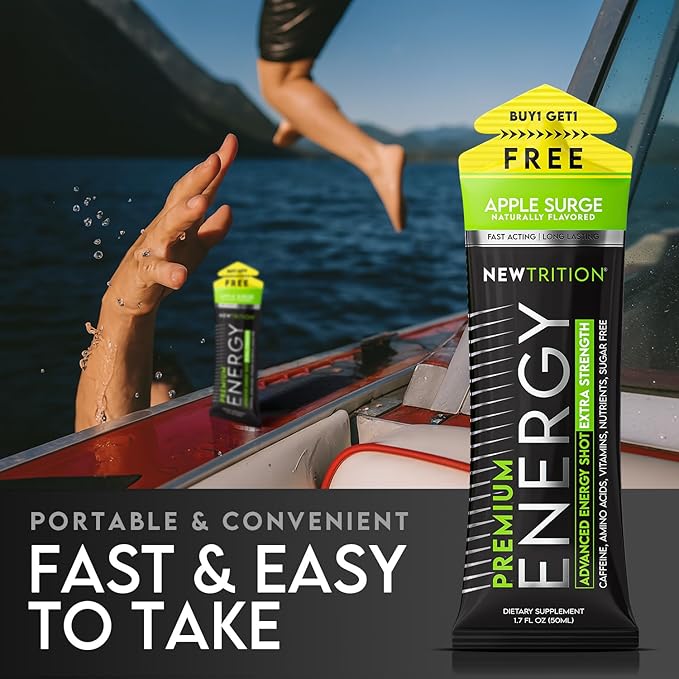 NewTrition® Extra Strength Energy Shots, 250mg Caffeine Energy Shots with Vitamin B & Amino Acids, Sugar-Free Vitamin Energy Shot, 1.7 fl oz (Pack of 24, 4 Flavors - Mixed 2)